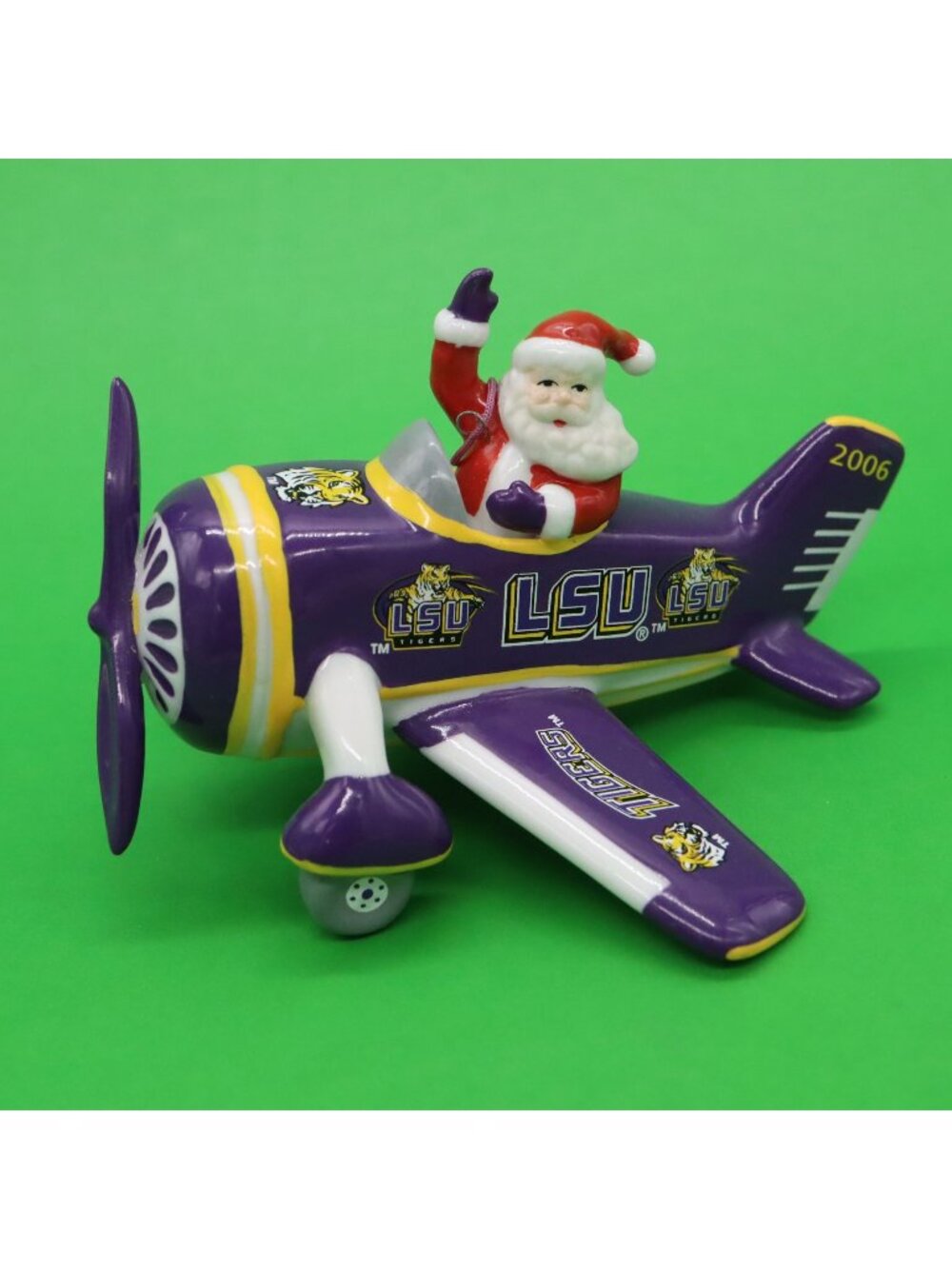 The Danbury Mint 2006 LSU Tigers Victory Plane Santa Ornament